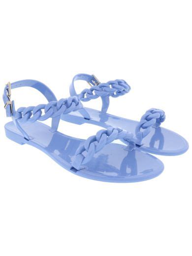 Authentic Givenchy Blue Jelly Gladiator Chain Detail Flat Sandals 